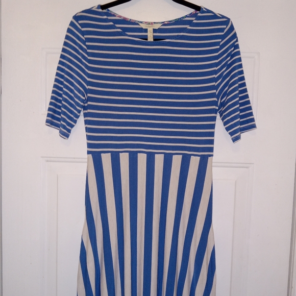 Matida Jane Blue/ White Striped Maxi Dress W/ Pockets Small - Picture 11 of 11